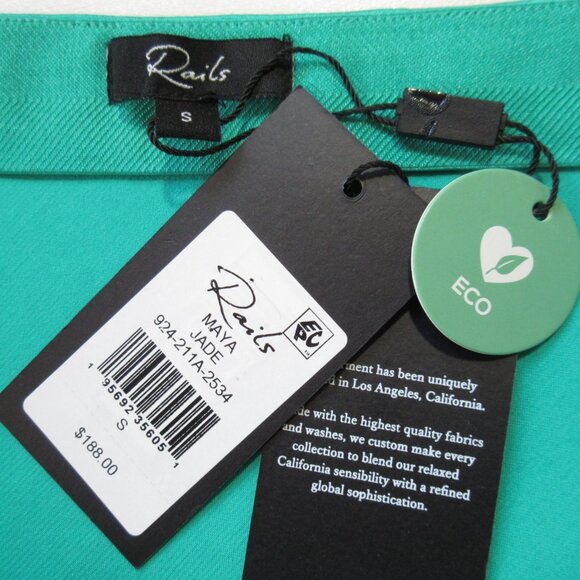 NWT Rails Maya in Jade Green Bias Cut Side Slit Satin A-line Slip Skirt S - Picture 4 of 6